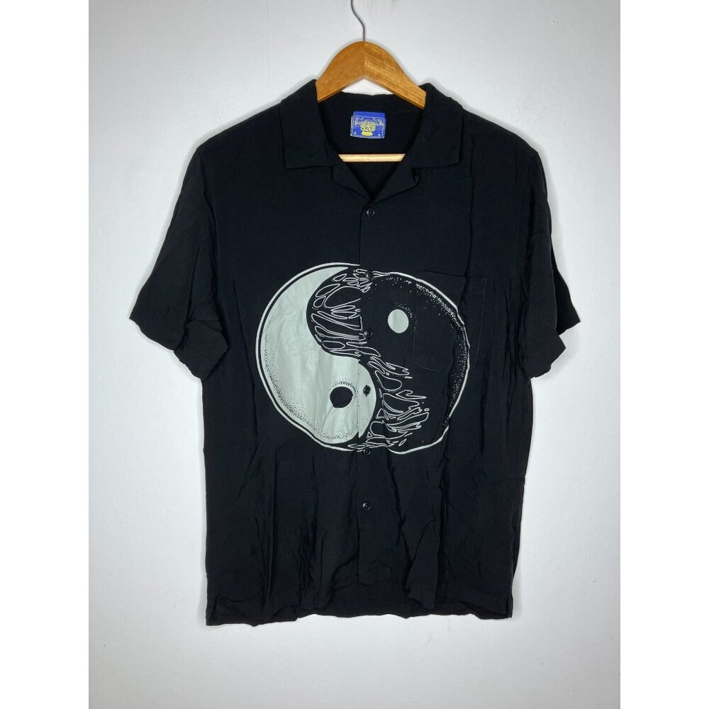 Coney Island Picnic Men's Small Black Yin Yang Button-Down Shirt